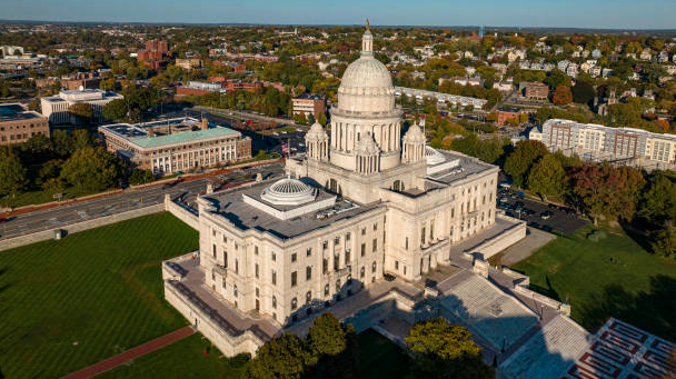 Aerial view of Rhode Island State Capitol in Providence Rhode Island