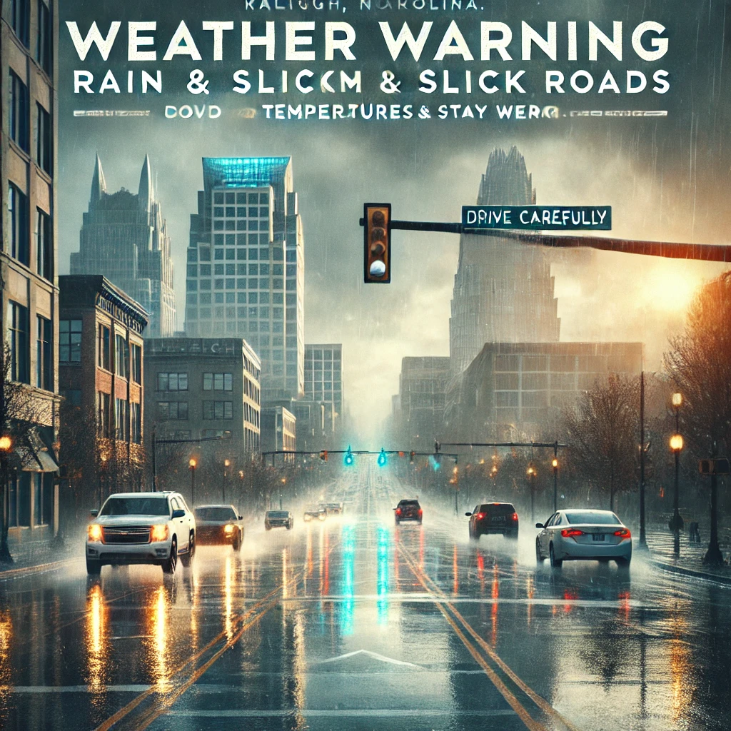 “Rain, Cold, and Slippery Roads Ahead: Raleigh’s Week Starts Wet and Chilly”